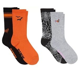 Victoria's Secret PINK Halloween Socks 4 Pairs-Orange, Black, Grey NEW